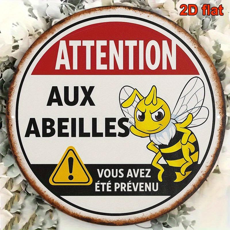 D Flat x Inch Round Aluminum Sign Beware of Bees Vintage Metal Plaque Bee Warning Decor for Kitchen Garden Wall