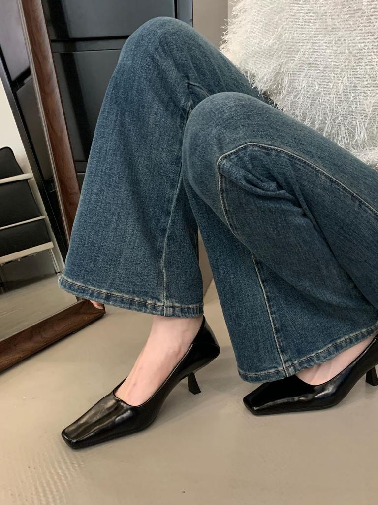 High Heels Women's Stiletto High-end Retro French Single Shoes 2025 Spring New Women's Versatile Solid Color Work Shoes