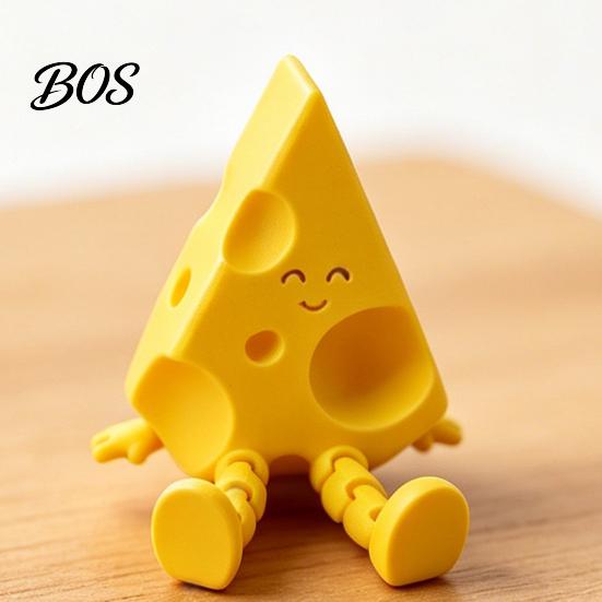 3D Printed Cheese Sculpture Novelty with Movable Joints, Funny Delicate Craftsmanship Figurine Slice Fidget Toy for Stress Relief, Office Desk