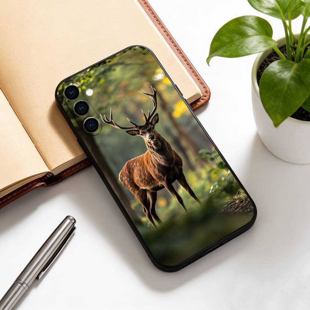 Чехол для телефона с оленем, черный силиконовый, мягкий, для Samsung Galaxy A73, A72, A71, A70, A53, A52, A51