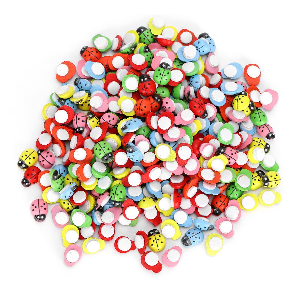 300Pcs Wooden Ladybugs Landscape Simulation Tiny Crafts Scrapbooking DIY Decoration Accessories