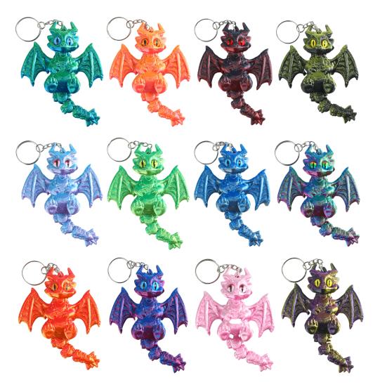 Брелок с крыльями дракона, напечатанный на 3D-принтере, с движущимся хвостом, сумки, багаж, школьные ранцы, интерьеры автомобилей