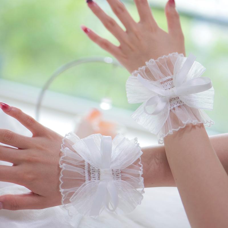 Sweet Wrist Cuffs Bowknot Lace Sleeves Cosplay Accessories Girl Cute Bracelet Hand Ornament Detachable Shirt Decorative Cuffs