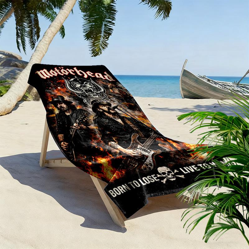 Motorhead Print Beach Towel, Large Soft Quick Dry Towel for Beach Camping Swimming