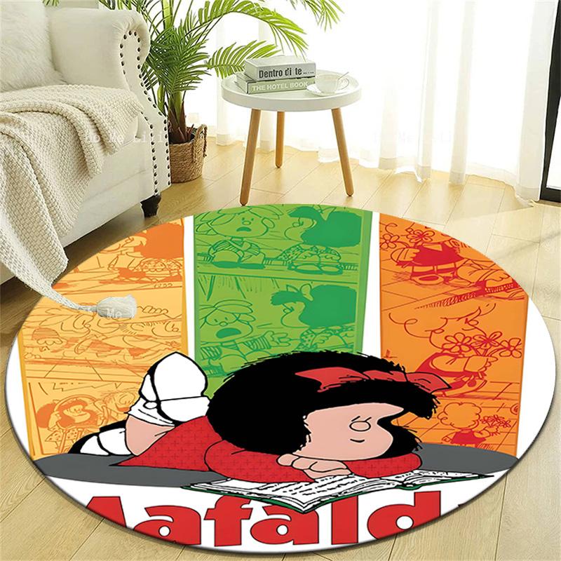1pc Mafalda1 Design Printed Area Round Carpet for Bedroom Living Room Home Decor Rugs Mat Non Slip Mat Rug for Bedside