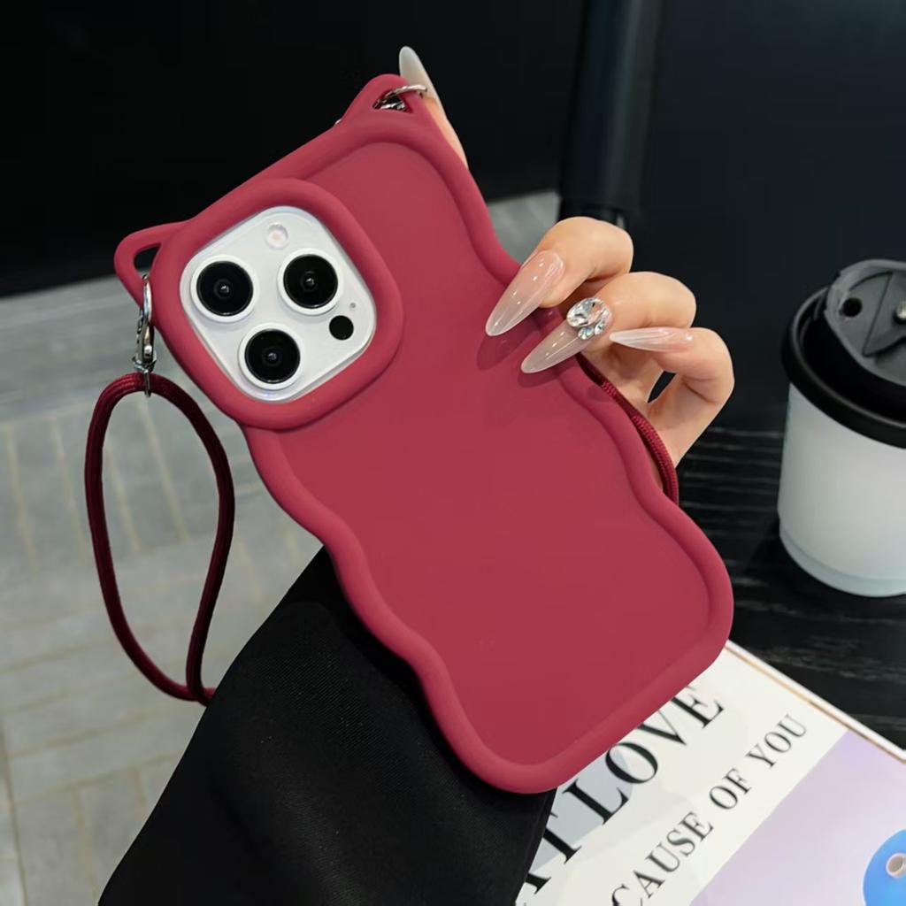 For Xiaomi Redmi Note15 Pro 8 9 10 11 12 13 14 Plus 4G 5G 9S 10S 11S 12S 14S 3D Cat Ear crossbody Strap Waves Phone Coverr