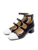 Nontheless 3-Strap Mary Jane Pumps White & Black N-272/Wh