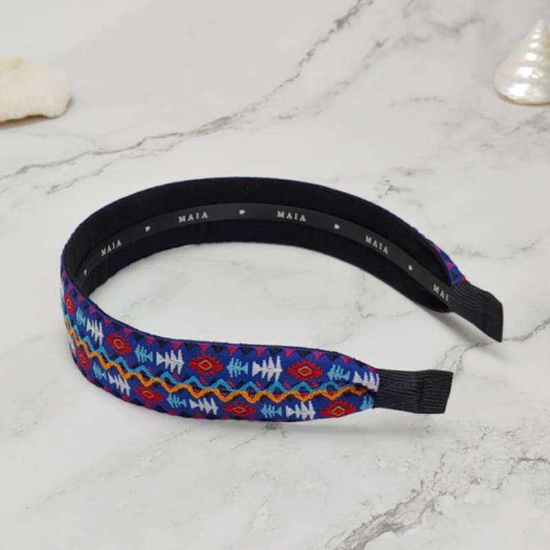 Повязка на голову с геометрическим узором MAIA - Синяя