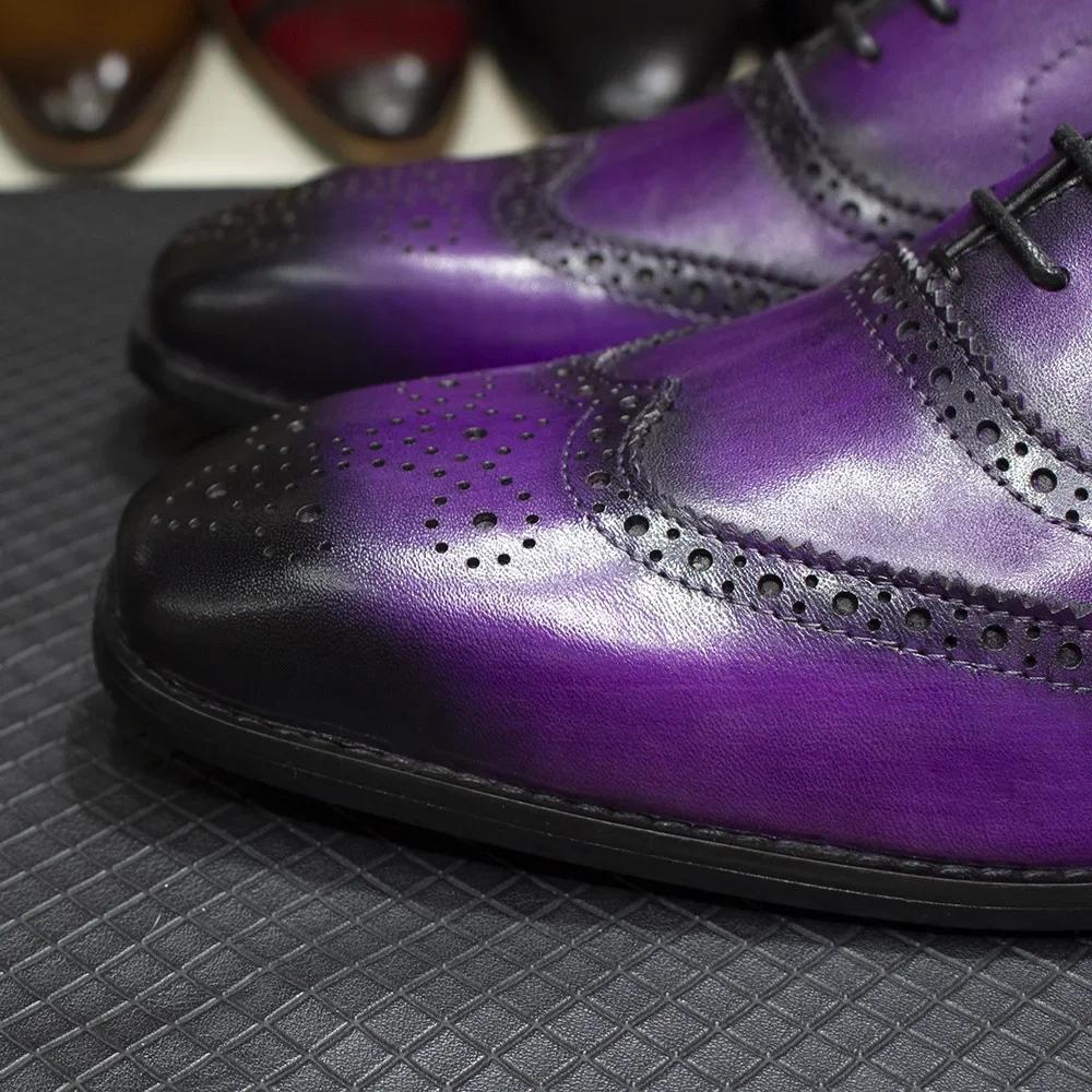 Роскошные мужские туфли в итальянском стиле из натуральной телячьей кожи, броги, деловые, свадебные, с отрезным мыском, формальные оксфорды для мужчин