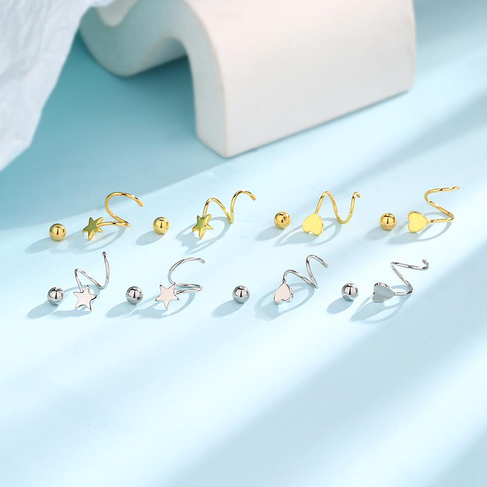 Серьги-гвоздики Star Thread, женские, нишевые, универсальные, литературные и свежие, весенние, глянцевые, с винтовой пряжкой, серьги Love