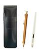 Тонкий пенал из коровьей кожи, белый с рисунком из бамбука, набор механических карандашей, черный, ластик в форме ручки, T23-ASBMC46W-FB300CS