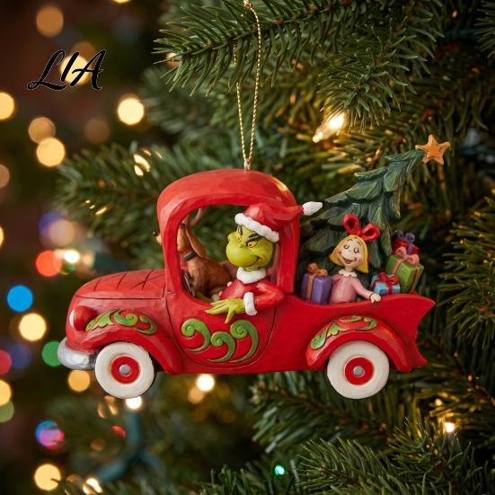 Holiday Party Supplies Green Elf Red Car Ornament, Acrylic Christmas Tree Hanging Decor Favors for Mirror, Funny Pendant, Home Decoration Decorations