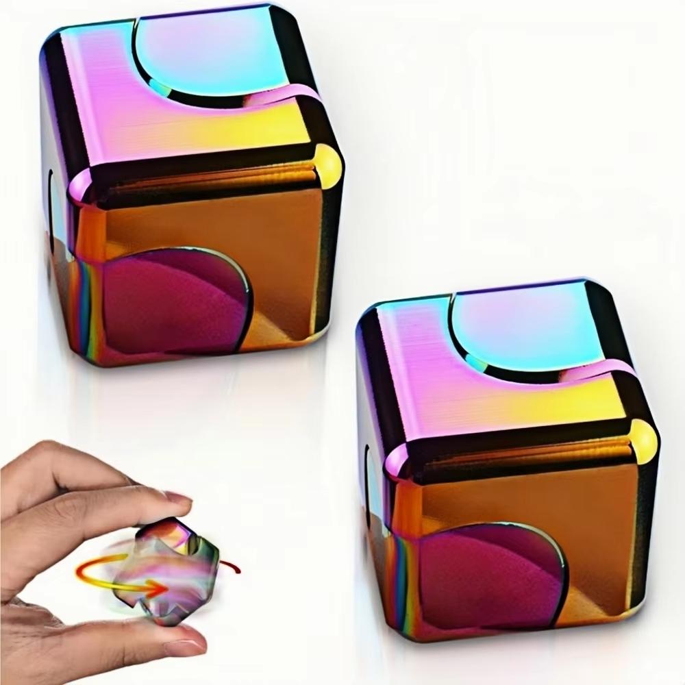 Metal Cube Rotating Fingertip Gyroscope Fidget Anti Pressure Toy Adult Office Home Travel Portable Rotating Toy Christmas Gift