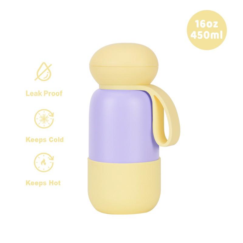 450ml Stainless Steel Vacuum Insulated Travel Water Bottle With Handle Loop Outdoor Sports Office Camping