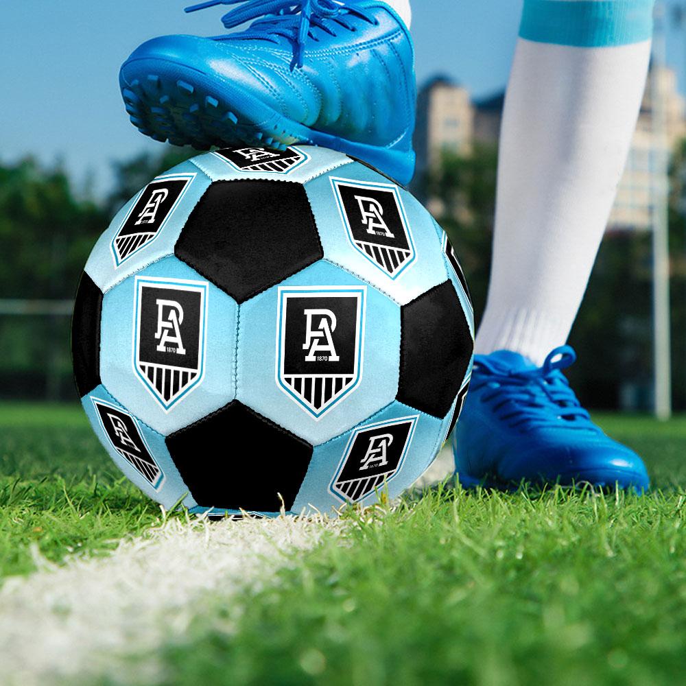 Port Adelaide Soccer Ball Size 5 Colorful Machine Stitched PVC Competition Ready Durable High-Bounce