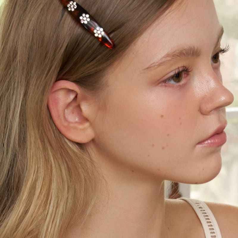 FANTASTIC PLANET oval cubic flower hair pin (2colors)