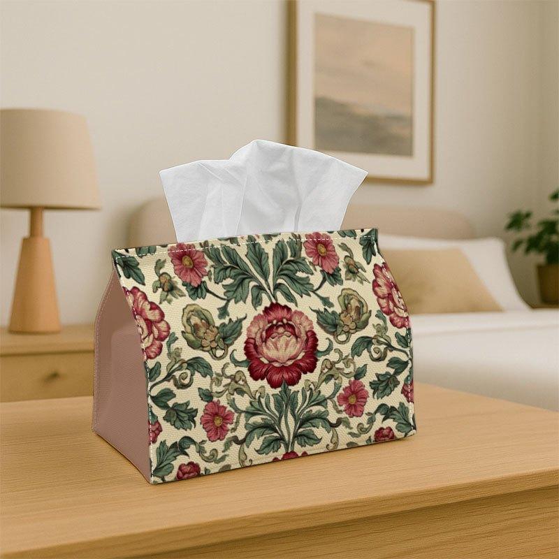 1pc Vintage Botanical Peony Tissue Box- Elegant Floral Tissue Dispenser with Peony Flower Design, Durable Storage Organizer Suitable for Kitchen, Livi