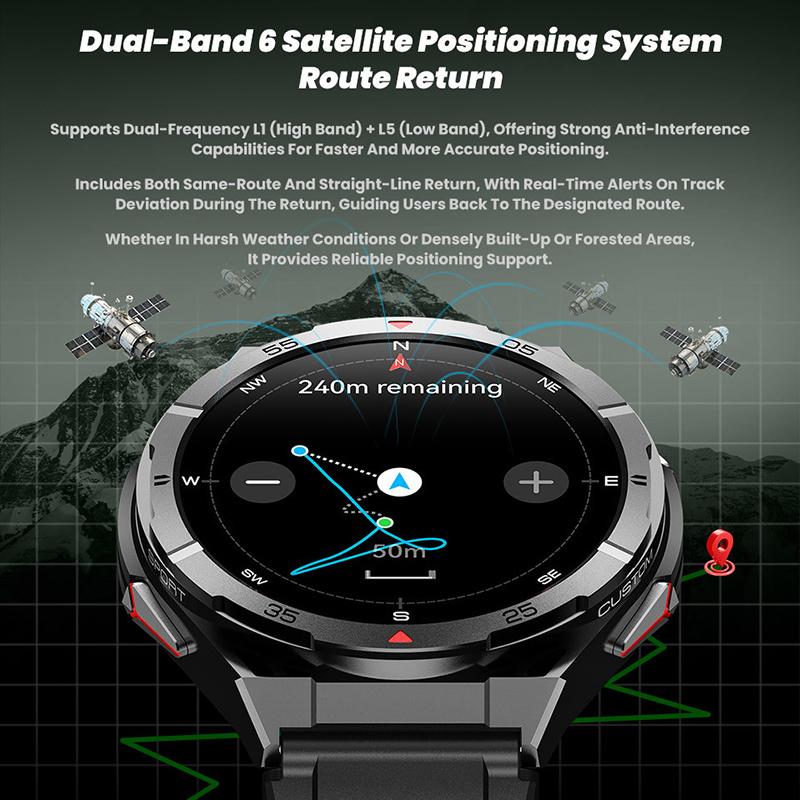 Умные часы Bluetooth Call Dual Band GPS Air Pressure Compass Outdoor Threeproof Mens Bracelet