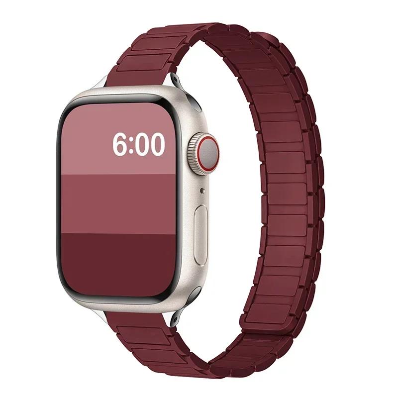 Магнитный силиконовый ремешок-петля для Apple Watch S11 42/46 мм 41 мм 45 мм Тонкие ремешки 44 мм 40 мм 38 мм Браслет iWatch SE 10 9 8 7 6 5 4 Ultra1/2/3 49