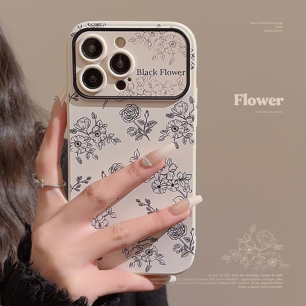 Линейные цветы Подходит для iPhone14 Apple 15 Чехол для мобильного телефона 13promax Литературный эскиз 11 Все включено 12 Силикон 16