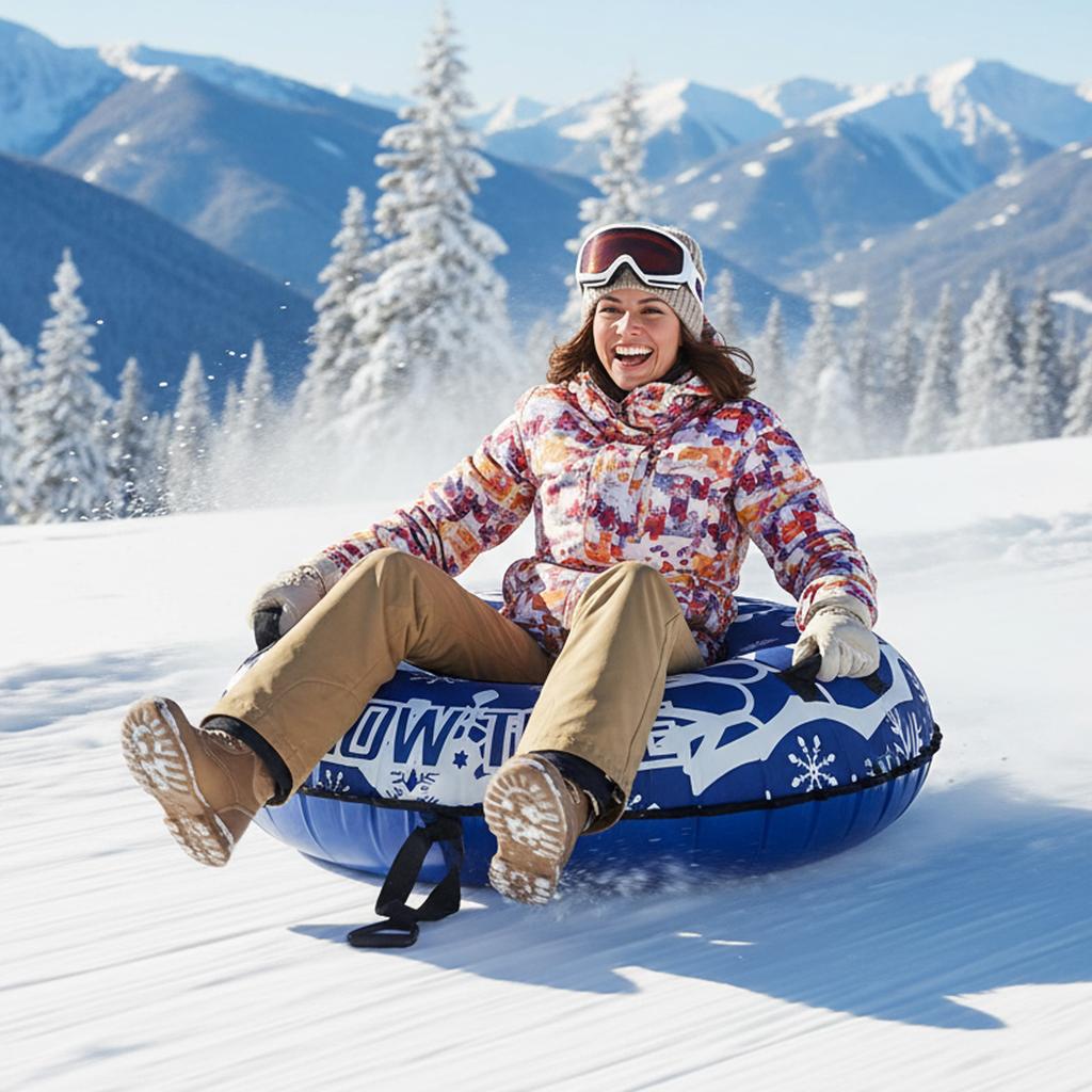 Надувные санки-тюбинг Сверхпрочный тюбинг для катания с ручками Буксировочный трос Зимняя уличная игрушка для мальчиков, девочек, взрослых