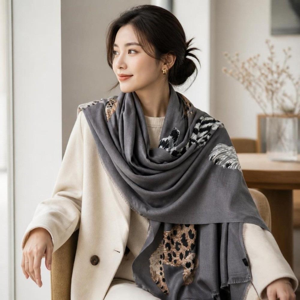 Old Money Style Sunscreen Cover-up Leopard Draped Cardigan Elegant Vintage Shawl Wrap Women