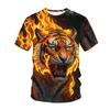 Мужская, женская, детская дышащая футболка с коротким рукавом, свободного кроя, для быстрой езды, с 3D-принтом пламени тигра, повседневная