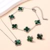 3PCS Double-sided Clover Jewelry Necklace Bracelet Earring Set