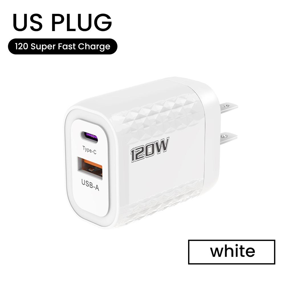 2 порта 120 Вт быстрая зарядка USB Type C зарядное устройство PD QC 3.0 USB C зарядное устройство адаптер вилки EU/US/UK для iPhone Xiaomi Samsung