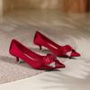 Свадебные туфли на высоком каблуке 2023: Туфли С острым носком в стиле Сю Хэ, Удобные для беременных женщин, Китайские свадебные туфли