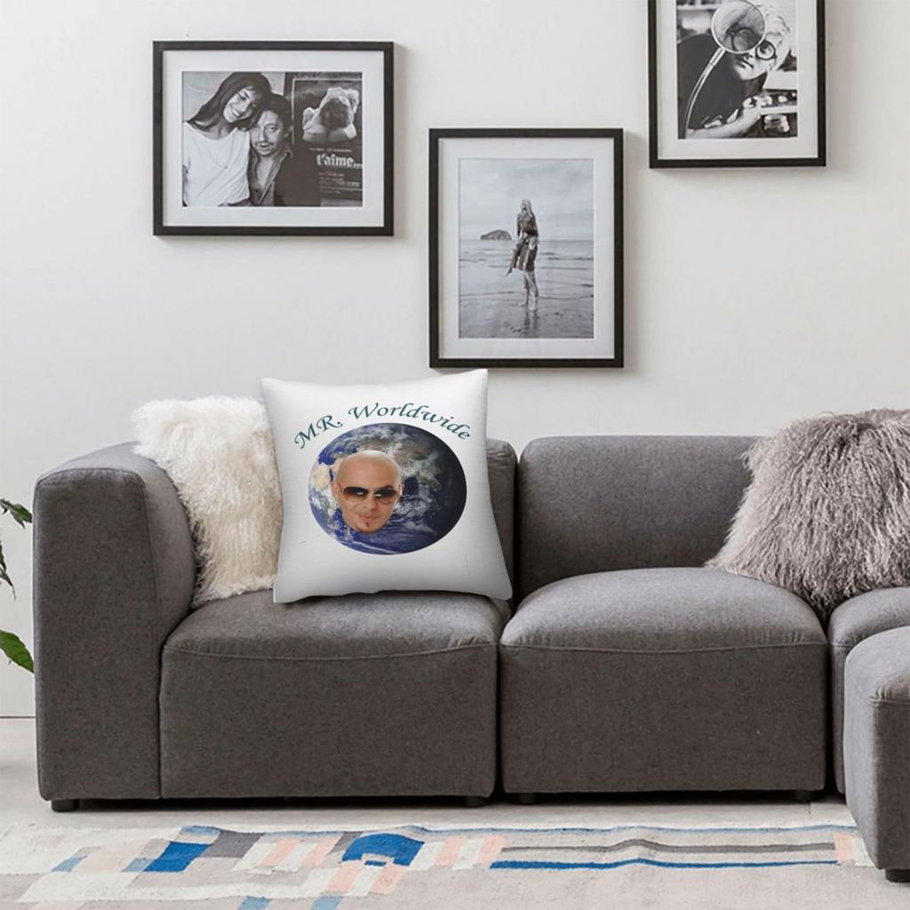 Mr Worldwide Pitbull Pillow Case Cushion Cover Soft Custom Pillow Cover Morden Pillowcases For Living Room Chair