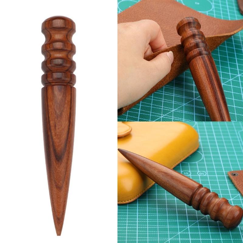 Leather Edges Burnisher Round Head with 4 Grooves Wood Edging Slicker and Tip, Leather Craft Edging Polishing Tool