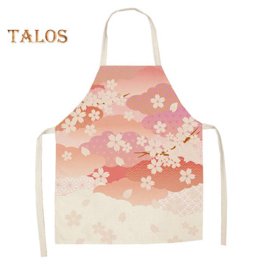 Нагрудник для приготовления пищи, дышащий пятновыводитель, лен, нежный декоративный длинный нагрудник с рисунком кошек из мультфильма, длинный нагрудник для приготовления пищи для барбекю