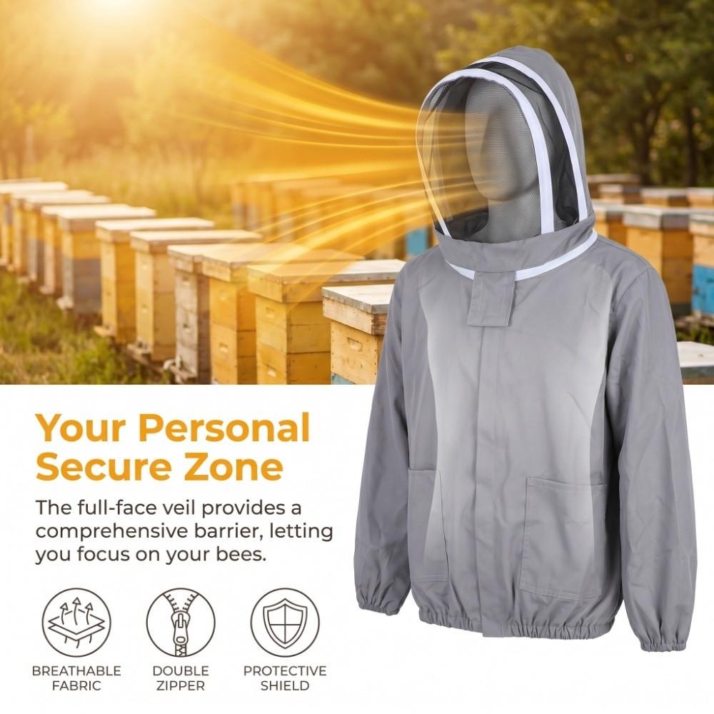 Ventilated Beekeeping Protective Veil Jacket Polyester Cotton Protective Veil Suit Beekeeping