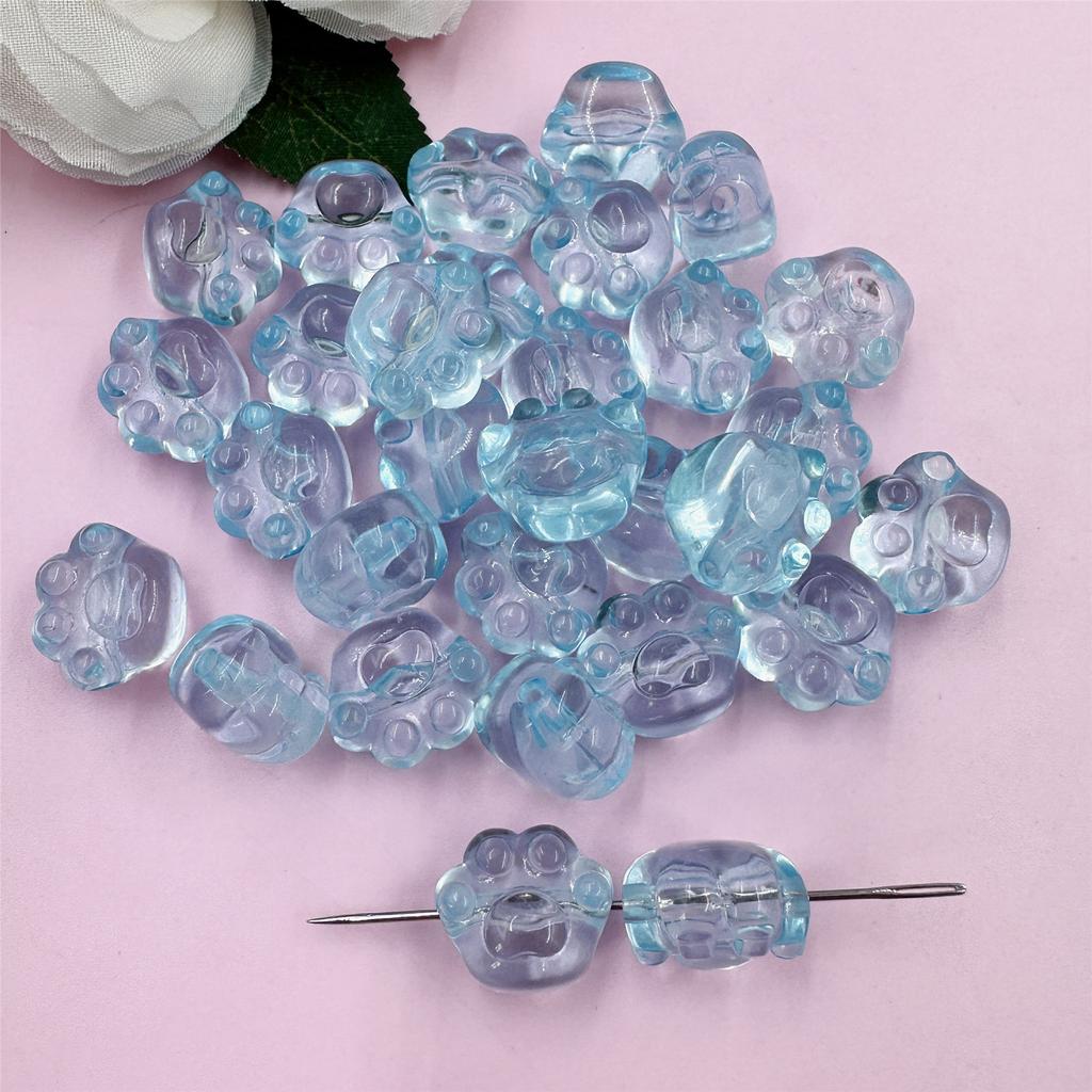 Home Party Supplies Jewelry Crystal Bear Paw Straight Gole Cartoon 30PCS/Bag Beaded Children's Bracelet DIY Transparent Pendant 18 * 17mm