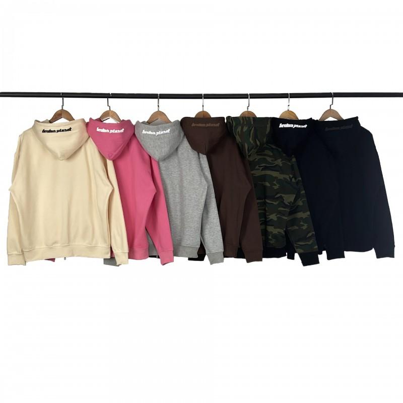 Mens Hooded Tracksuit Set Foam Print Lettering Loose Fit Fleece Lined Casual Sportswear 2025