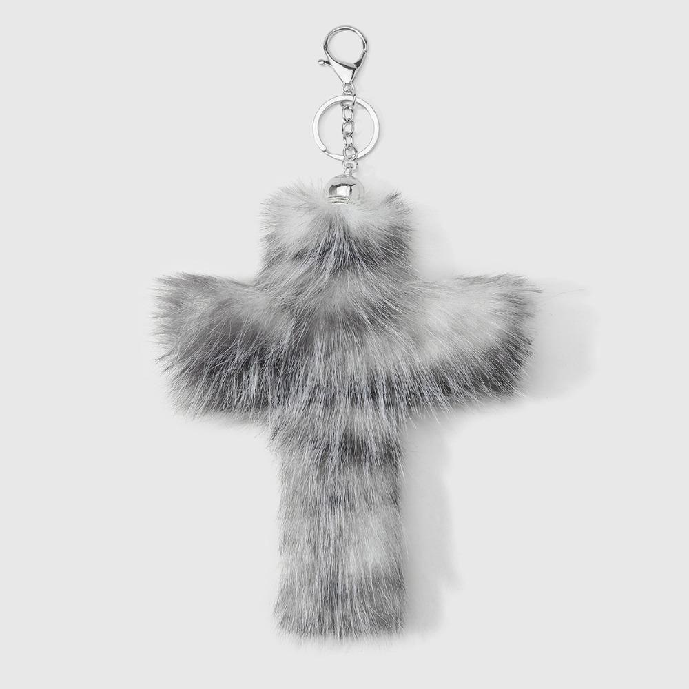 Plush Keychain Accessories Zebra Print Bag Pendant Aesthetic Cross Keychain Goth Jewelry