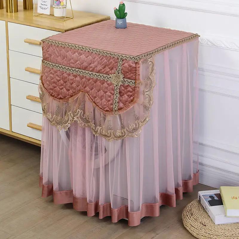 Пылезащитный чехол для стиральной машины с французским барабаном, хит продаж, тканевые чехлы для стиральных машин, синий кружевной пылезащитный чехол для стиральной машины