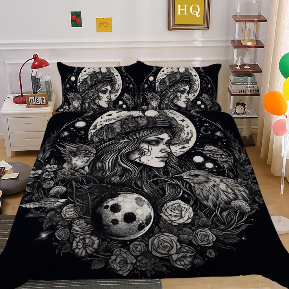 Комплект постельного белья с принтом черепа красоты 3D King Size, постельное белье из полиэстера, модное покрывало для подростков, высококачественный домашний текстиль