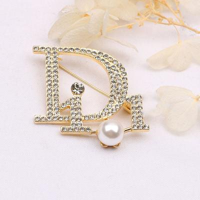 Премиальная золотая брошь с буквами, бриллиантами и жемчугом | Сверкающий вечерний аксессуар | Европейские роскошные свадебные и вечерние украшения
