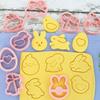 8Pcs Cookies Cutter Rabbit Egg Dough Stamp Plastic 3D Bunny Cartoon Pressable Biscuit Mold Easter Kitchen Baking Pastry Bakeware