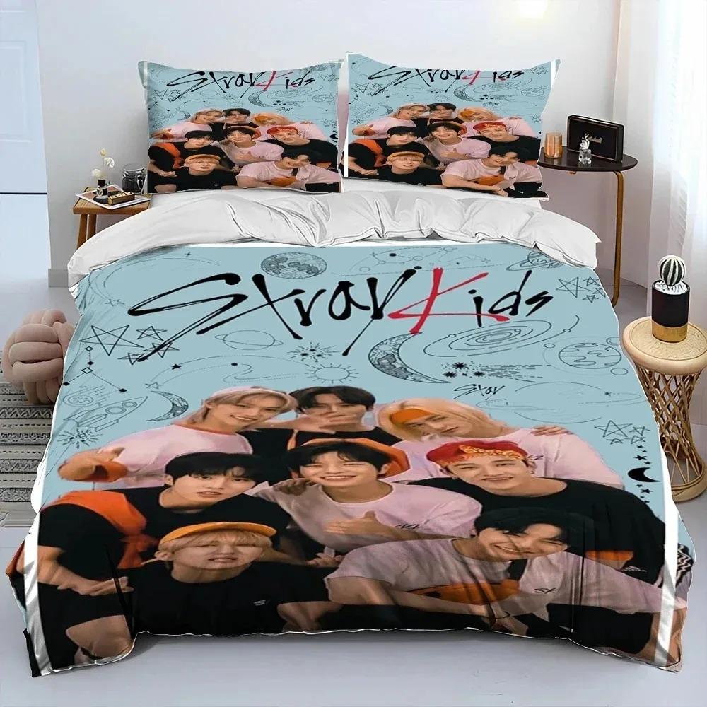 3D Stray Kids Kpop Singer Star Комплект постельного белья, пододеяльник, комплект постельного белья, наволочка, размер King Queen Twin для мальчиков и девочек взрослых
