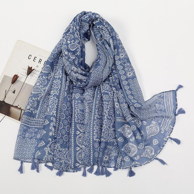 Korean Version of Xiaoxiang Style Cotton and Linen Hand-definition Fringe Scarf for Women  Fashionable  Casual Versatile and Warm Scarf Shawl