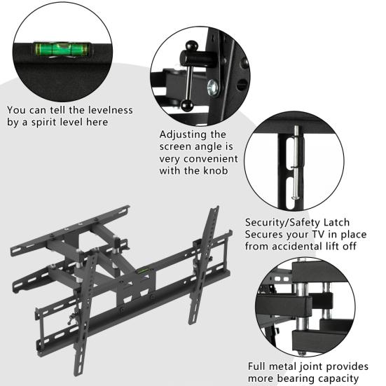 TMDS-204 32"-70" 110Lbs VESA600*400 Full Motion TV Wall Mount Tilt Range 0-15°
