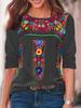 Autumn 2022 Women's Bohemian Print Long Sleeve Top