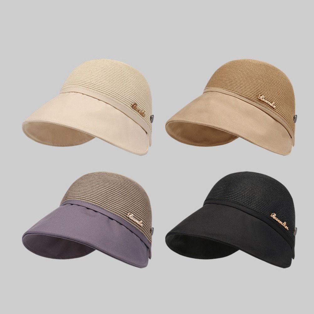 UV Protection Women's Straw Hat Wide Brim Fisherman Cap Fashion Bucket Sunhat  Camping