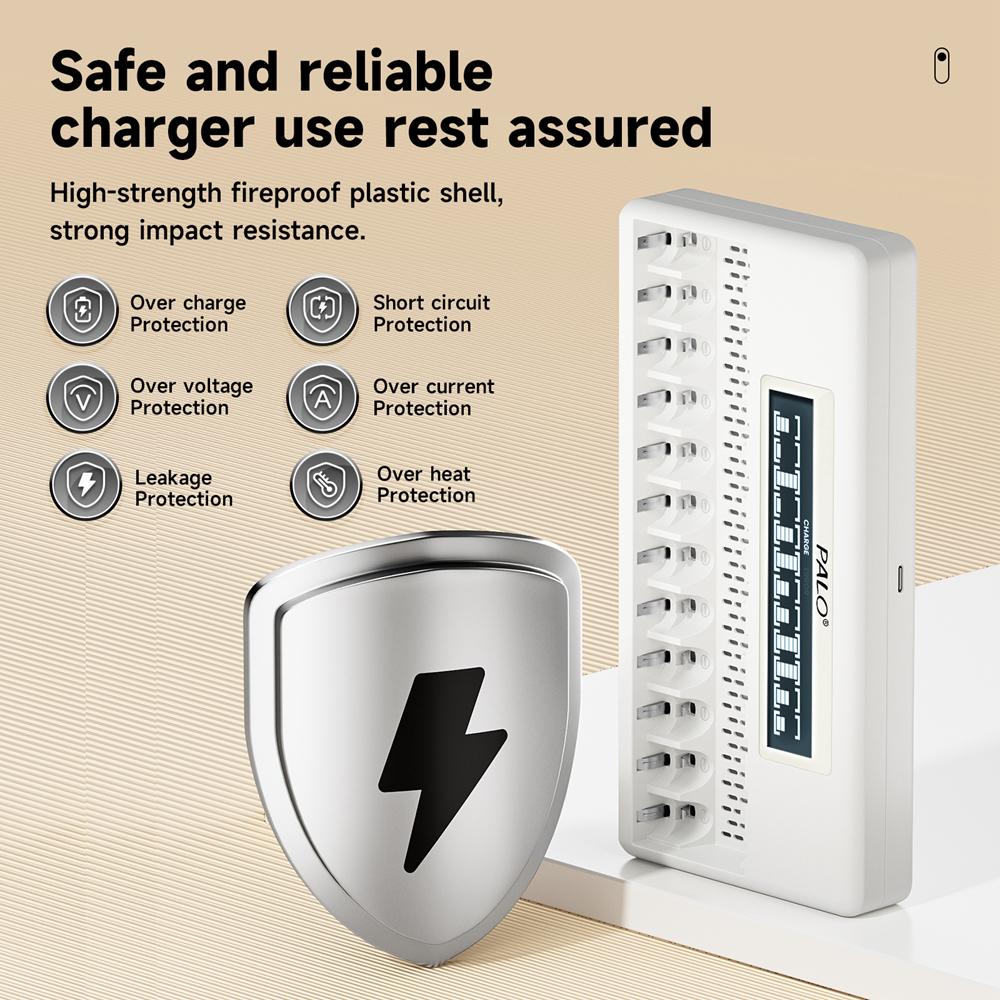 PALO 3400 МВтч, литий-ионная аккумуляторная батарея AA, 1,5 В, литиевые батарейки AA, 2A + 12 слотов, зарядное устройство для аккумуляторов AA, 1,5 В, AAA