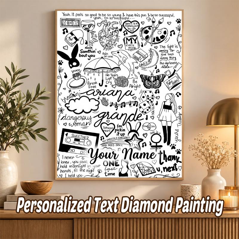 Ariana Grande Custom Name Text 5D Diamond Painting Kit DIY Full Drill Diamond Art Decoration