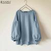 Женская повседневная однотонная свободная блузка с рукавом девять четвертей