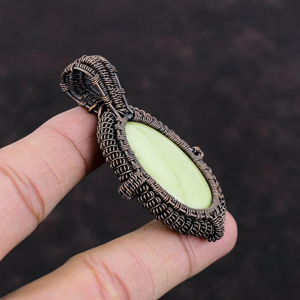 Подвеска-змеевик, медная проволочная обернутая подвеска, ювелирное изделие из змеи, кулон ручной работы, медное ювелирное изделие, подарок для нее, подвеска из драгоценного камня высшего качества